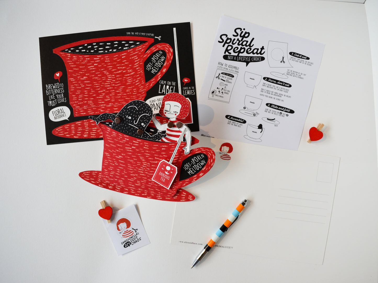 Sip, Spiral, Repeat: Anxious Tea A5 Art Postcard Set