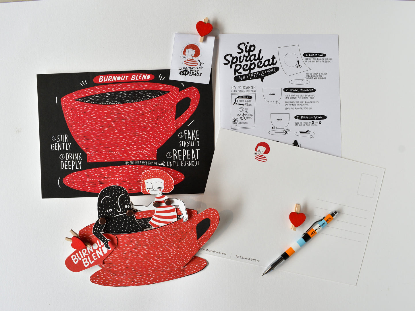 Sip, Spiral, Repeat: Burnout Blend A5 Art Postcard Set