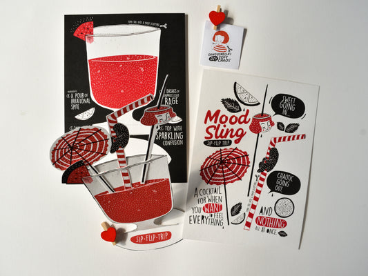 Sip, Spiral, Repeat: Mood Sling A5 Art Postcard Set